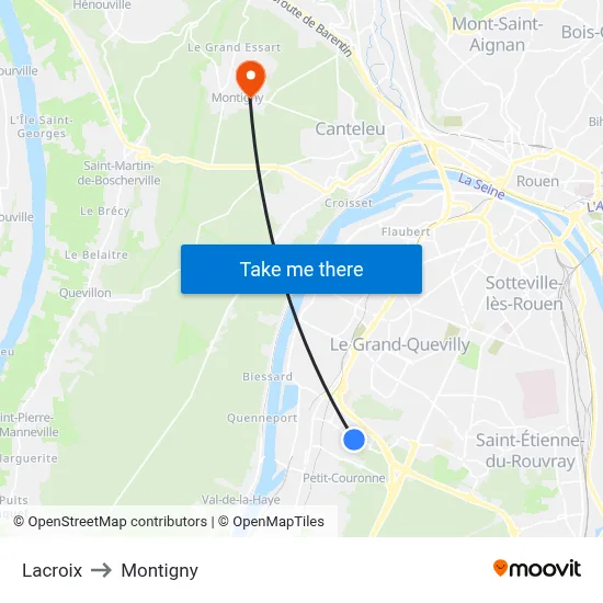 Lacroix to Montigny map