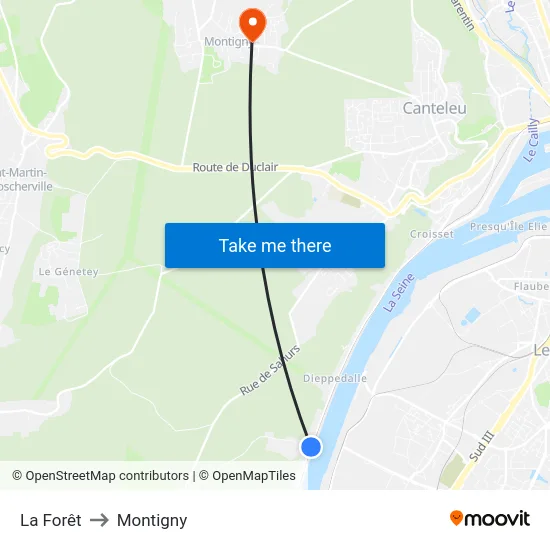 La Forêt to Montigny map