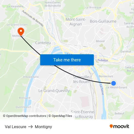 Val Lescure to Montigny map