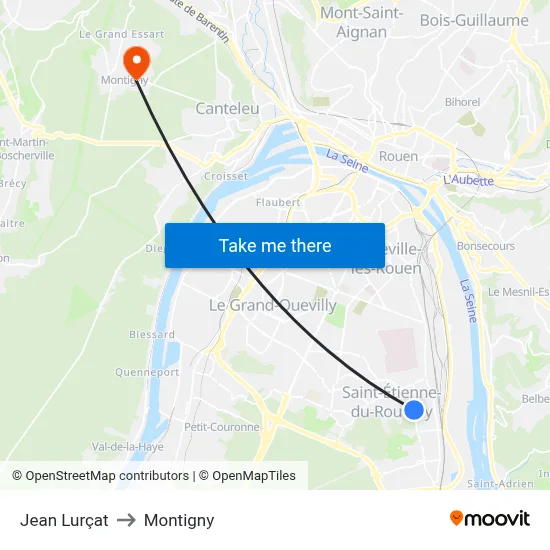 Jean Lurçat to Montigny map
