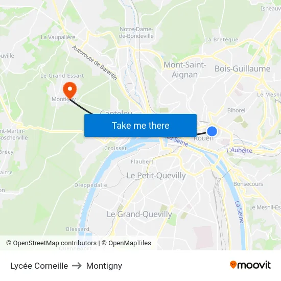 Lycée Corneille to Montigny map