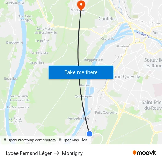 Lycée Fernand Léger to Montigny map