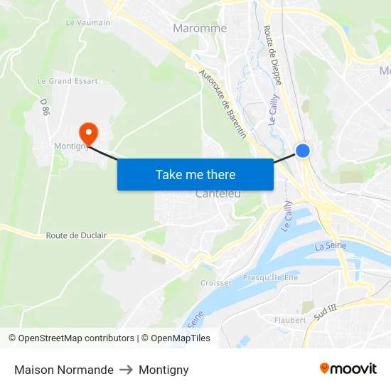 Maison Normande to Montigny map