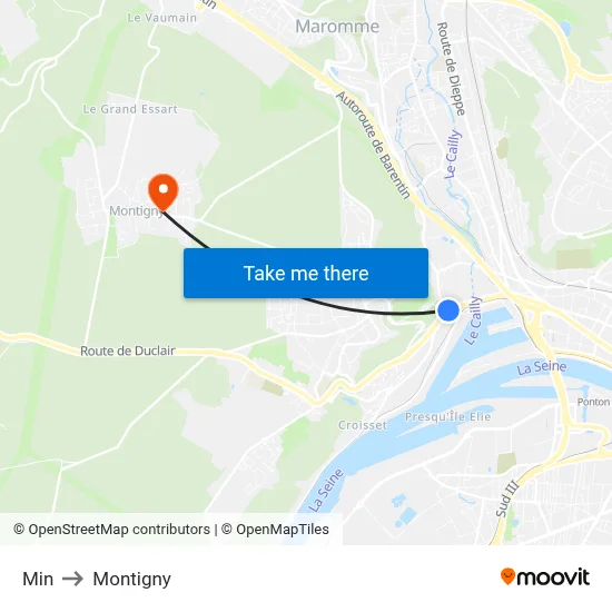Min to Montigny map