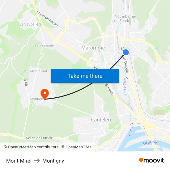 Mont-Mirel to Montigny map