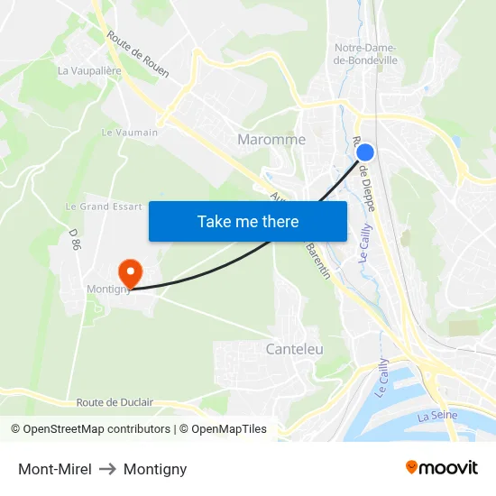 Mont-Mirel to Montigny map