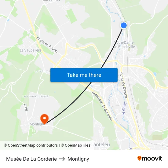 Musée De La Corderie to Montigny map