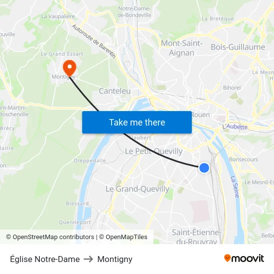 Église Notre-Dame to Montigny map