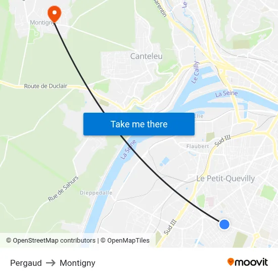 Pergaud to Montigny map