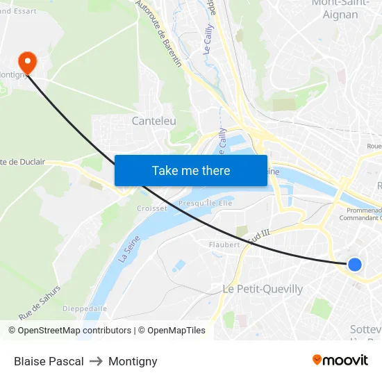 Blaise Pascal to Montigny map