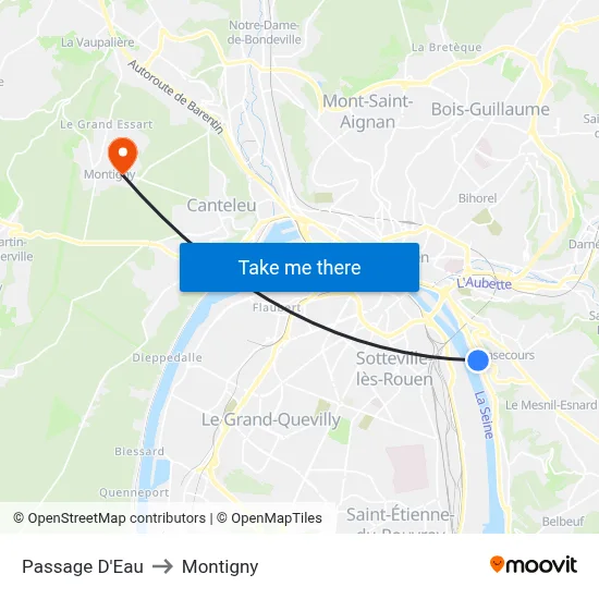 Passage D'Eau to Montigny map