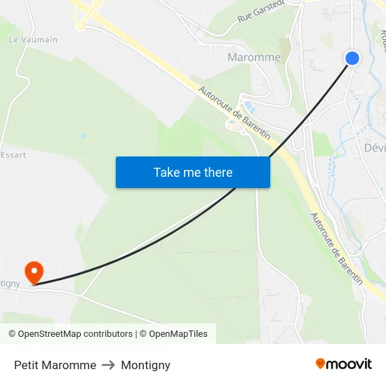 Petit Maromme to Montigny map