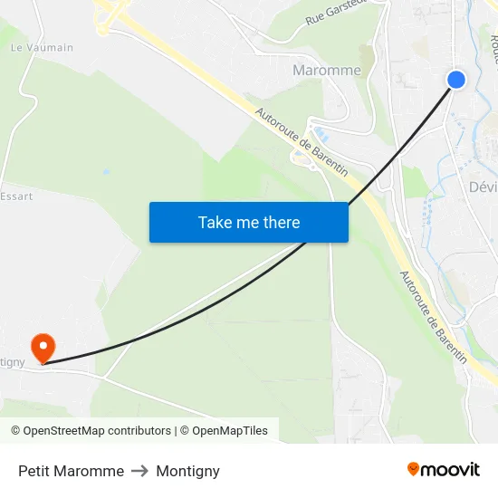 Petit Maromme to Montigny map