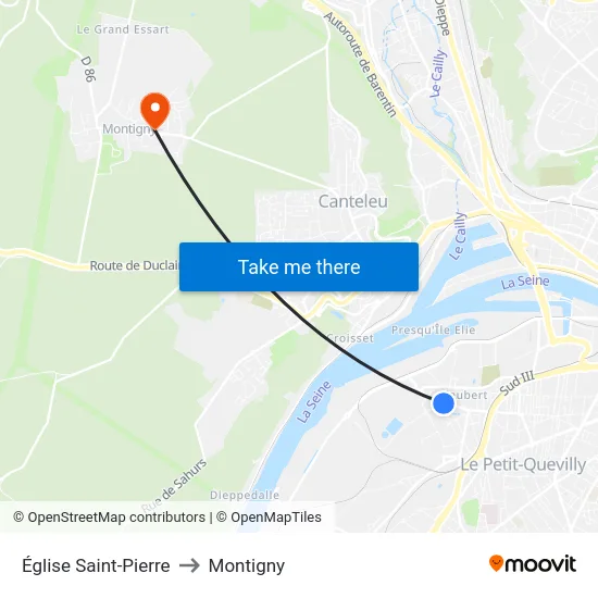 Église Saint-Pierre to Montigny map