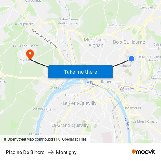 Piscine De Bihorel to Montigny map