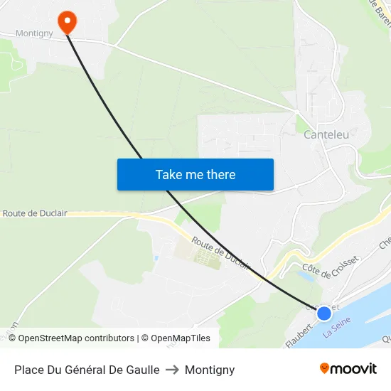 Place Du Général De Gaulle to Montigny map