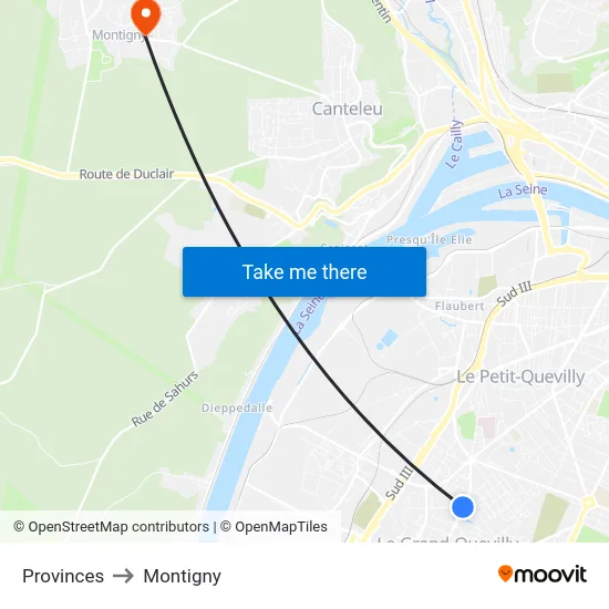 Provinces to Montigny map