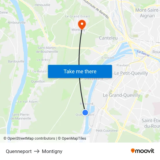 Quenneport to Montigny map