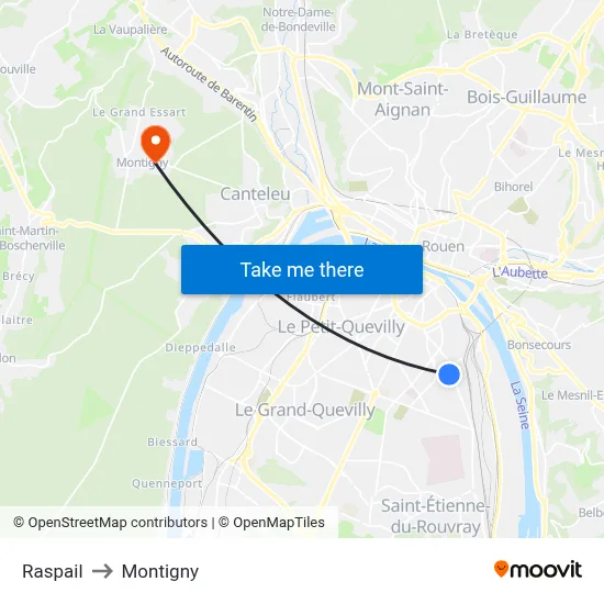Raspail to Montigny map