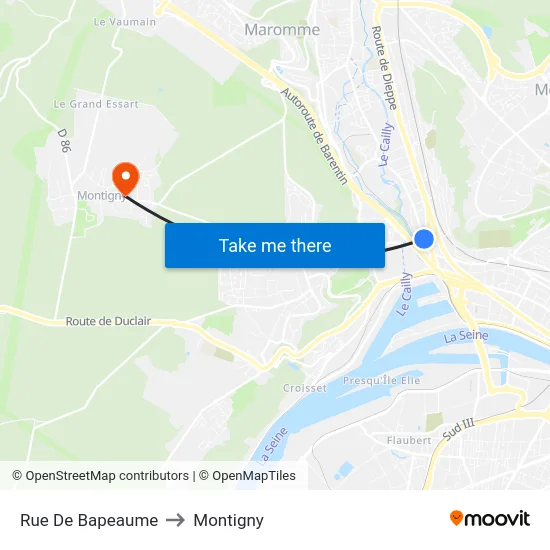 Rue De Bapeaume to Montigny map