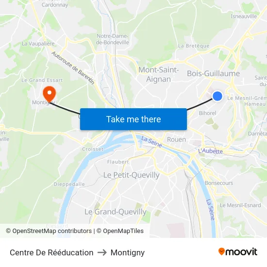 Centre De Rééducation to Montigny map