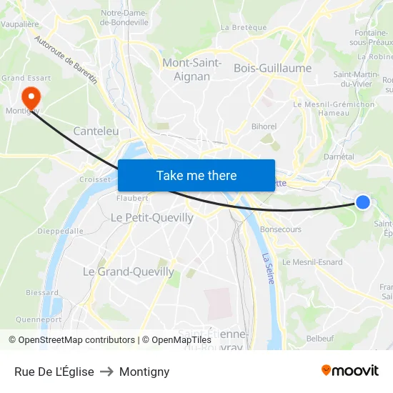 Rue De L'Église to Montigny map