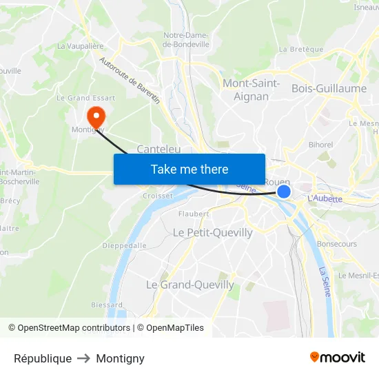 République to Montigny map