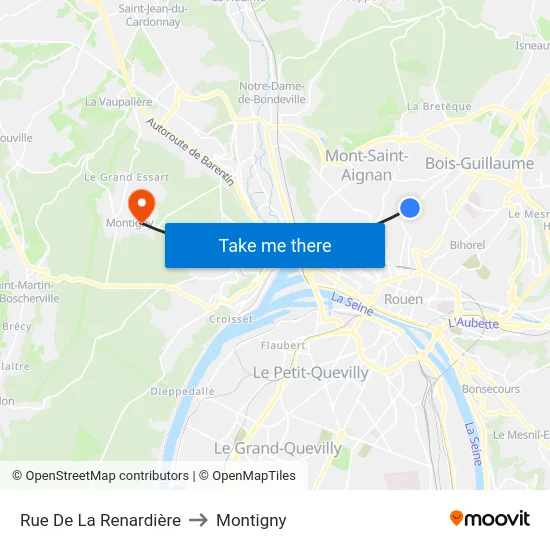 Rue De La Renardière to Montigny map