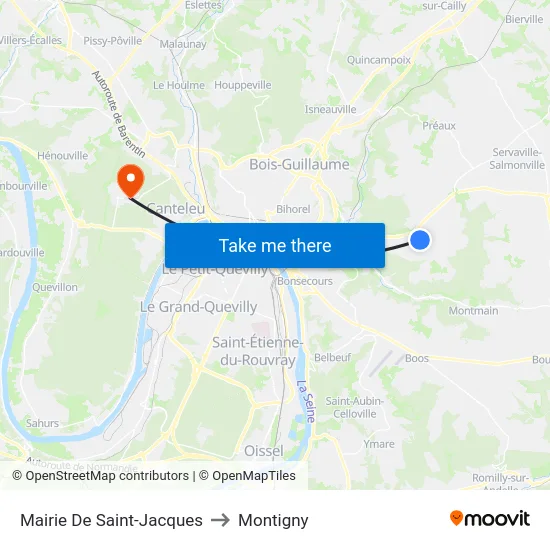 Mairie De Saint-Jacques to Montigny map