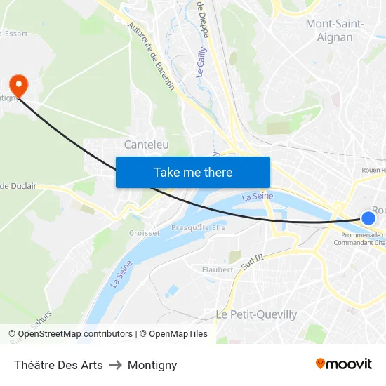Théâtre Des Arts to Montigny map