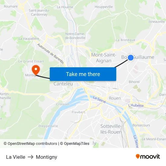 La Vielle to Montigny map