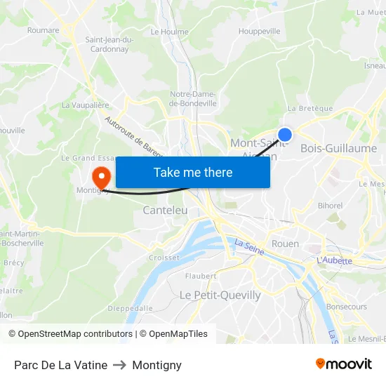 Parc De La Vatine to Montigny map