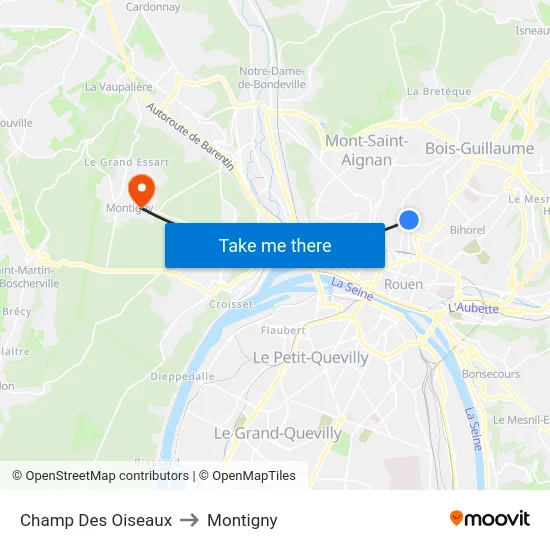 Champ Des Oiseaux to Montigny map