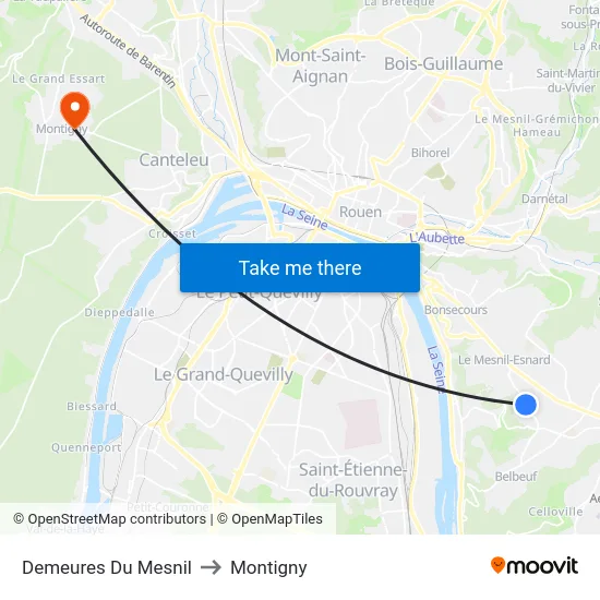 Demeures Du Mesnil to Montigny map