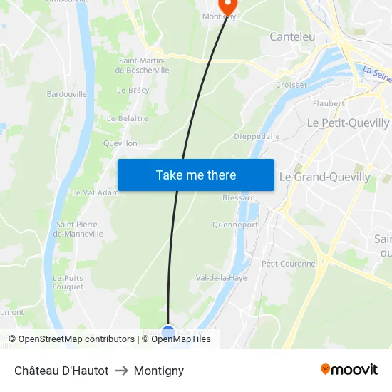 Château D'Hautot to Montigny map