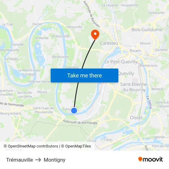 Trémauville to Montigny map