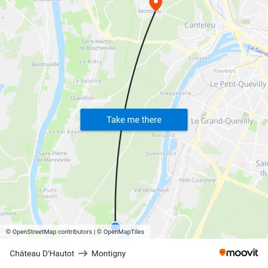 Château D'Hautot to Montigny map