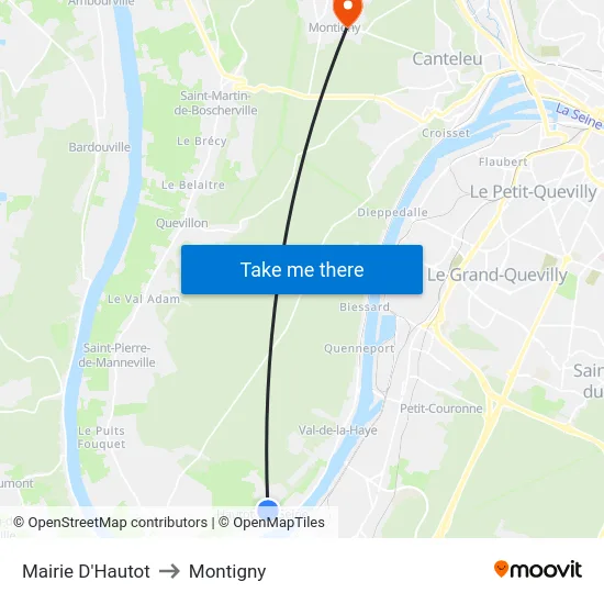 Mairie D'Hautot to Montigny map