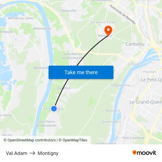Val Adam to Montigny map