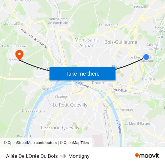 Allée De L'Orée Du Bois to Montigny map