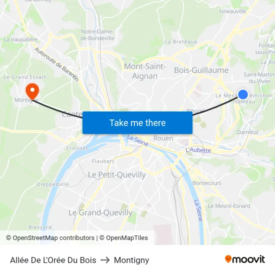 Allée De L'Orée Du Bois to Montigny map