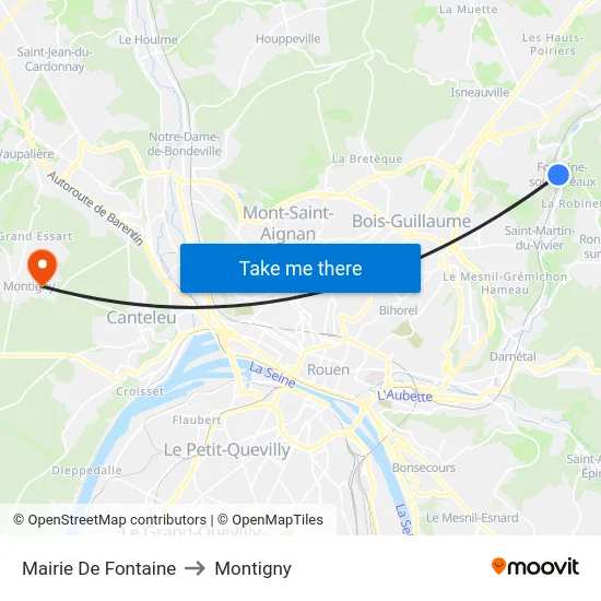 Mairie De Fontaine to Montigny map