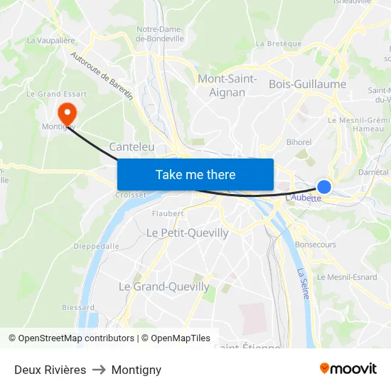 Deux Rivières to Montigny map