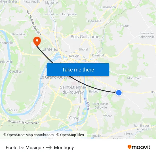 École De Musique to Montigny map