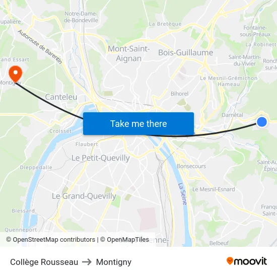 Collège Rousseau to Montigny map