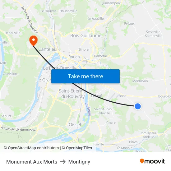 Monument Aux Morts to Montigny map