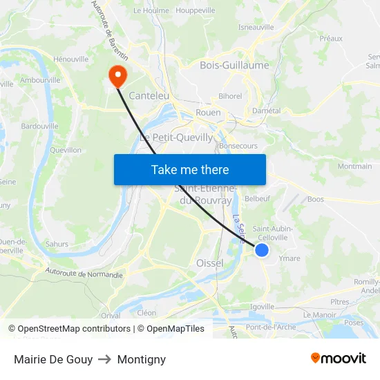 Mairie De Gouy to Montigny map