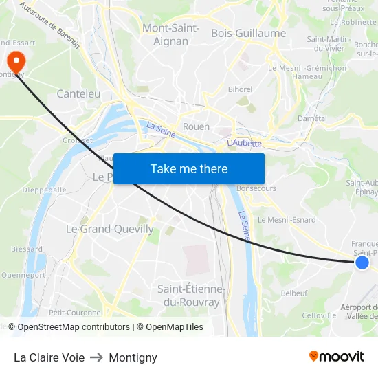 La Claire Voie to Montigny map