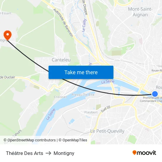 Théâtre Des Arts to Montigny map