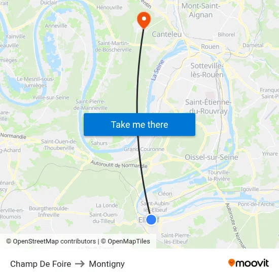 Champ De Foire to Montigny map